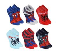 Marvel Spider Man Calcetines para Niño, Set de 6 Calcetines Cortos Clasicos de Algodón, Talla EU 23/26