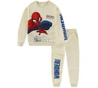 Marvel Spider-Man - Conjunto de sudadera y pantalones de forro polar de 2 piezas para niños grandes, Beige, 4