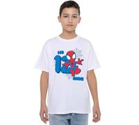 Marvel Spider-Man Cute Spidey Compleanno 12 Anni, White Camiseta, Blanco, 3-4 Años Unisex niños