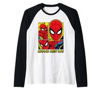 Marvel Spider-Man: Day Comic Panels of Spider-Man Camiseta Manga Raglan