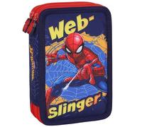 Marvel Spider Man Estuche Escolar Dos Compartimentos con ÚTILES Escolares para niño A Escuela - 32 Elementos, 2 Cremalleras (Spider-Man A)