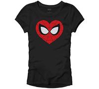 Marvel Spider-Man Face Mask Heart Logo Symbol Womens Juniors T-Shirt