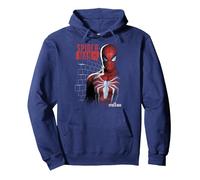 Marvel Spider-Man Game Brick Portrait Sudadera con Capucha, Unisex para Adultos, Azul Marino, XXL