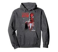Marvel Spider-Man Game Brick Portrait Sudadera con Capucha, Unisex para Adultos, Jaspeado Oscuro, S