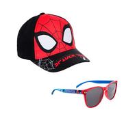 Marvel Spider Man Gorra y Gafas de Sol para Niños, Gafas de Sol Protección UV, Gorro de Beisbol Infantil | Negro
