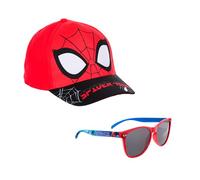 Marvel Spider Man Gorra y Gafas de Sol para Niños, Gafas de Sol Protección UV, Gorro de Beisbol Infantil | Rojo