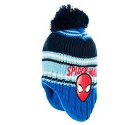 Marvel Spider-Man - Gorro de invierno para niños, diseño de Spider-Man con orejeras, pompón, color azul, cálido, forro polar, artículo con licencia, regalo para niños, azul, 52