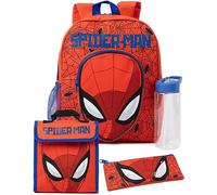 Marvel Spider-Man - Juego de mochila para niños | Juego de mochila roja de 4 piezas con bolsa escolar, estuche, bolsa de almuerzo y botella de agua | Paquete completo a juego de Spiderman | Regalos de
