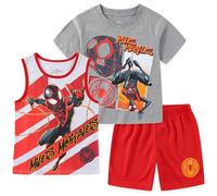 Marvel Spider-Man Miles Morales - Conjunto de camiseta sin mangas y pantalones cortos para niños pequeños y grandes, Rojo -, 6
