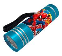 Marvel Spider-Man Mini Linterna, Diseño Spider-Man Linterna, 9 LED, Incluye Corra de Muñeca, Regalo para Niños (Azul)