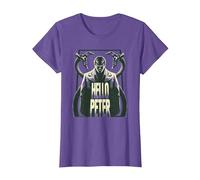 Marvel Spider-Man: No Way Home Doc Ock Hello Peter Camiseta, Mujer, Morado Jaspeado, S
