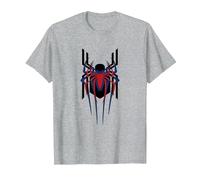 Marvel Spider-Man: No Way Home Masked Spider-Men Trio Camiseta, Hombre, Gris Jaspeado, S