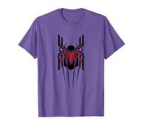 Marvel Spider-Man: No Way Home Masked Spider-Men Trio Camiseta, Hombre, Morado Jaspeado, M