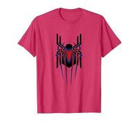 Marvel Spider-Man: No Way Home Masked Spider-Men Trio Camiseta, Hombre, Rojo Jaspeado, M