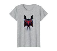 Marvel Spider-Man: No Way Home Masked Spider-Men Trio Camiseta, Mujer, Gris Jaspeado, M