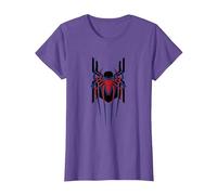 Marvel Spider-Man: No Way Home Masked Spider-Men Trio Camiseta, Mujer, Morado Jaspeado, M