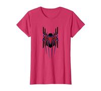 Marvel Spider-Man: No Way Home Masked Spider-Men Trio Camiseta, Mujer, Rojo Jaspeado, S