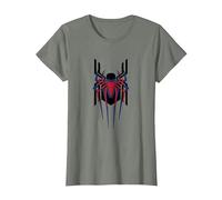 Marvel Spider-Man: No Way Home Masked Spider-Men Trio Camiseta, Mujer, Verde Militar Jaspeado, M