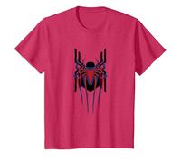 Marvel Spider-Man: No Way Home Masked Spider-Men Trio Camiseta, Niños, Rojo Jaspeado, 8 años