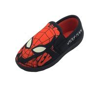 Marvel Spider-Man - Pantuflas de Spiderman para niños o niñas con ojos que brillan en la oscuridad, rojo/negro, talla 7-2, rojo y negro, 34 EU