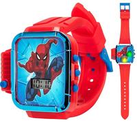 Marvel Spider-Man - Reloj con Linterna para niños, diversión iluminada con Pantalla LCD, Linterna LED y Correa de Silicona Duradera, Rojo/Azul, Reloj de Pulsera Digital