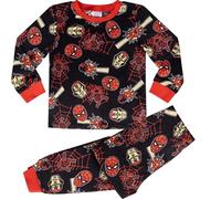 Marvel Spiderman and Iron Man Polar Supersuave Pijama de Manga Larga, Red/Black, 3-4 Años: 104cm, Negro