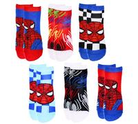 Marvel Spiderman Calcetines Niño, Diseño Spider-Man Set de 6 Calcetines Cortos, Talla EU 31/34