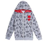 Marvel Spiderman - Chaqueta con capucha para niños, diseño de Los Vengadores con capucha y cremallera completa, abrigo ligero, gris, 5-6 años