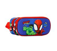 Marvel Spiderman Circles-Estuche Portatodo 3D Doble, Azul, 22 x 9.5 cm
