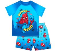 Marvel Spiderman - Conjunto de natación para niños de 2 piezas con pantalones cortos y camiseta con protección solar UV, traje de baño para niños de 2 a 6 años, azul, 3-4 Años
