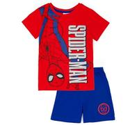 Marvel Spiderman Conjunto de Pijama para Niño Azul y Rojo | Pijama de Camiseta y pantalón Corto para Niño | Diseño de Lanzamiento de telaraña pequeños superhéroes