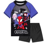 Marvel Spiderman de Baño Niño Bañador Dos Piezas con Camiseta y Bañador Corto para Piscina Playa Regalos para Niño (3-4 Años, Negro)