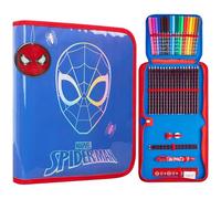 Marvel Spiderman Estuche Escolar con Material Incluido Material Escolar y Papeleria Estuches Aesthetic con Lápices Rotuladores Regalo para Niños (Azul)