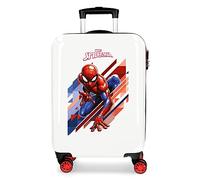 Marvel Spiderman Geo Maleta de cabina Rígida, Rojo, 4 Ruedas Dobles | Equipaje de Mano