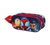 Marvel Spiderman Glow-Estuche Portatodo 3D Doble, Azul, 22 x 9.5 cm