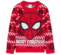 Marvel Spiderman Jersey Navideño Niños, Suéter de Punto con Cuello Redondo (Rojo, 5-6 años)
