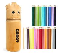 Marvel Spiderman Lapices Colores con Estuche Peluche 48 Piezas Iron Man Set Colorear Niños Material Escolar Regalos Niños (Marrón Groot)