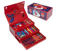 Marvel Spiderman Maletin Pinturas para Niños con Rotuladores Crayones Lápices de Colores, Maletin Arte Material Escolar, Regalos Niños (Rojo)