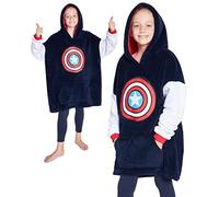 Marvel Spiderman Manta con Capucha Niño y Bolsillo Canguro Sudadera Manta Oversize Regalo para Niños para Interior y Exterior (Marina)