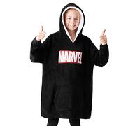 Marvel Spiderman Marvel Manta con Capucha Niño y Bolsillo Canguro Sudadera Manta Oversize Regalo para Niños para Interior y Exterior (Negro Marvel)