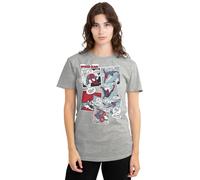 Marvel Spiderman Panel Collage Camiseta de Mujer, Gris Heather Deportivo, L
