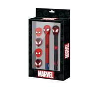 Marvel Comics Set de escritura Peter-Pack - Bolígrafo gel borrable, Lápiz Eternal, 4 gomas, Negro