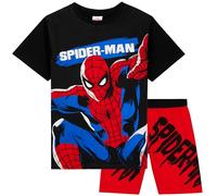 Marvel Spiderman Pijama Niño Verano Suave Pijama Corto Ropa de Dormir Transpirable 2 Piezas Pijamas Niños Ideas Regalo (3-4 Años, Negro/Rojo)