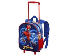 Marvel Spiderman Powerful-Mochila 3D con Ruedas Pequeña, Azul, 26 x 34 cm, Capacidad 12.5 L