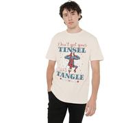 Marvel Spiderman Retro Don't Get Your Tinsel in a Tangle T Shirt, Natural Camiseta, 3XL Unisex Adulto