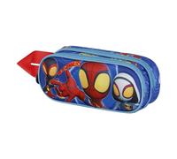 Marvel Spiderman Spinners-Estuche Portatodo 3D Doble, Azul, 22 x 9,5 cm