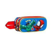 Marvel Spiderman Team-Estuche Portatodo 3D Doble, Multicolor, 22 x 9.5 cm