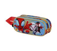 Marvel Spiderman Three-Estuche Portatodo 3D Doble, Azul, 22 x 9,5 cm