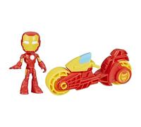 Marvel Spidey and His Amazing Friends, Set de Juego de Iron Man y Motocicleta de Juguete