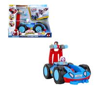 Jazwares Coche Flip and Reveal de Spidey y su superequipo de Marvel - Vehículo 2 en 1 con Luces, Sonidos y lanzatelarañas de 28 cm